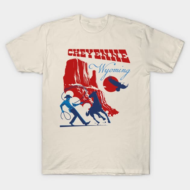 Cheyenne Wyoming Cowboy Lasonning. T-Shirt by Alexander Luminova